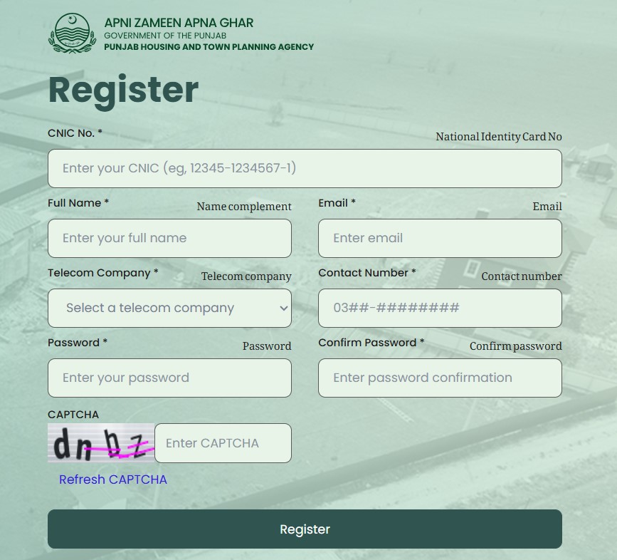 Fill Form and Apply Online for Apni Zameen Apna Ghar 3 Marla Program